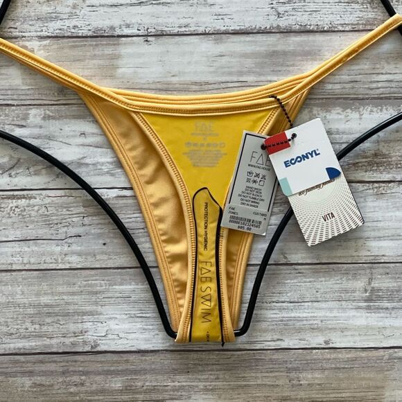 Fae Swim JONES Thong Bikini Bottom - Custard, Size Medium - Picture 3 of 16